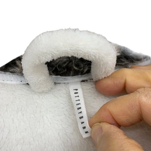 Pottery Barn Gray Ombre Faux Fur Robe Initials JK Custom White Plush M 2608 EUC - Picture 7 of 11